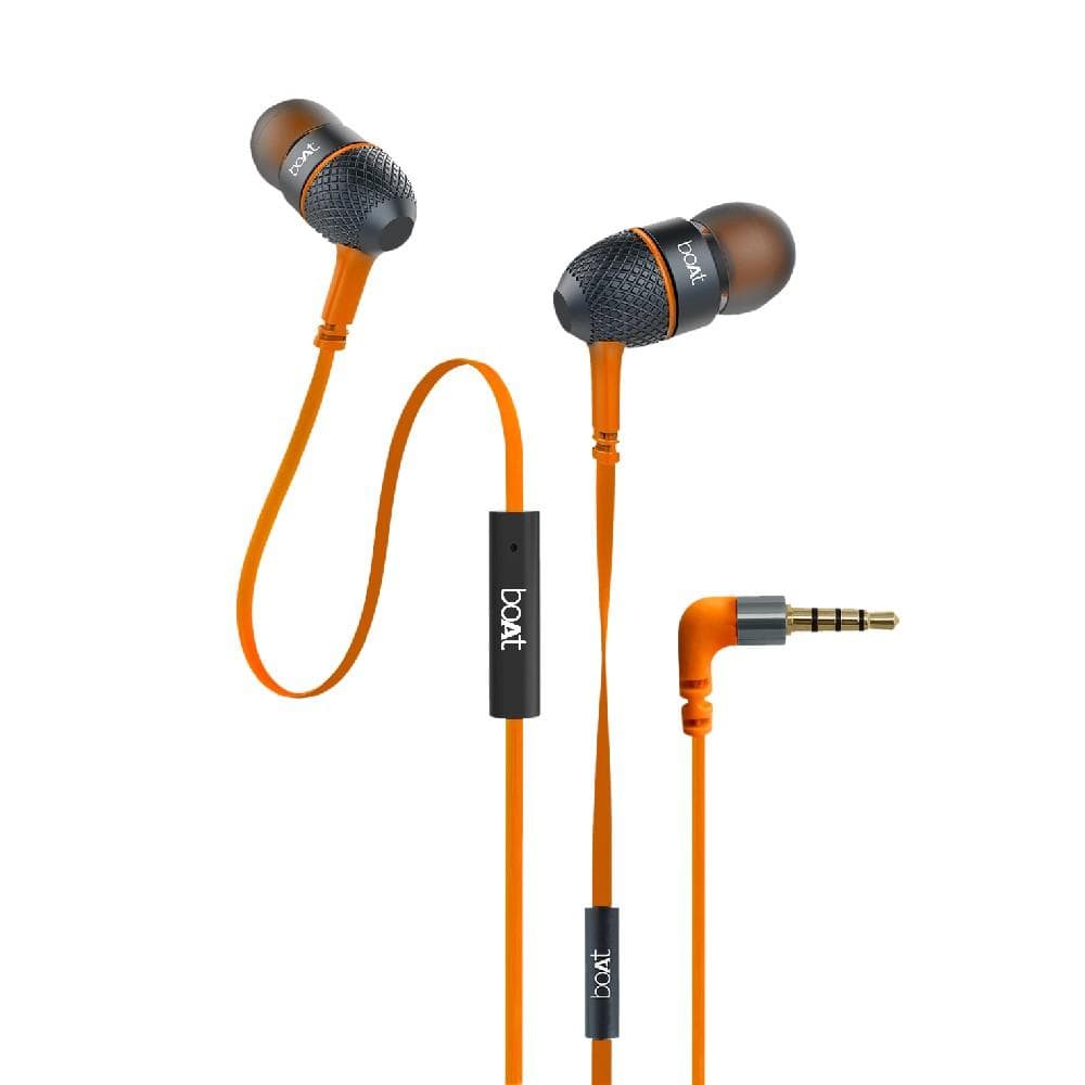 boAt In-Ear Wired Headphones Dark Orange boAt BassHeads 228 In Ear Wired Headphone With Mic
