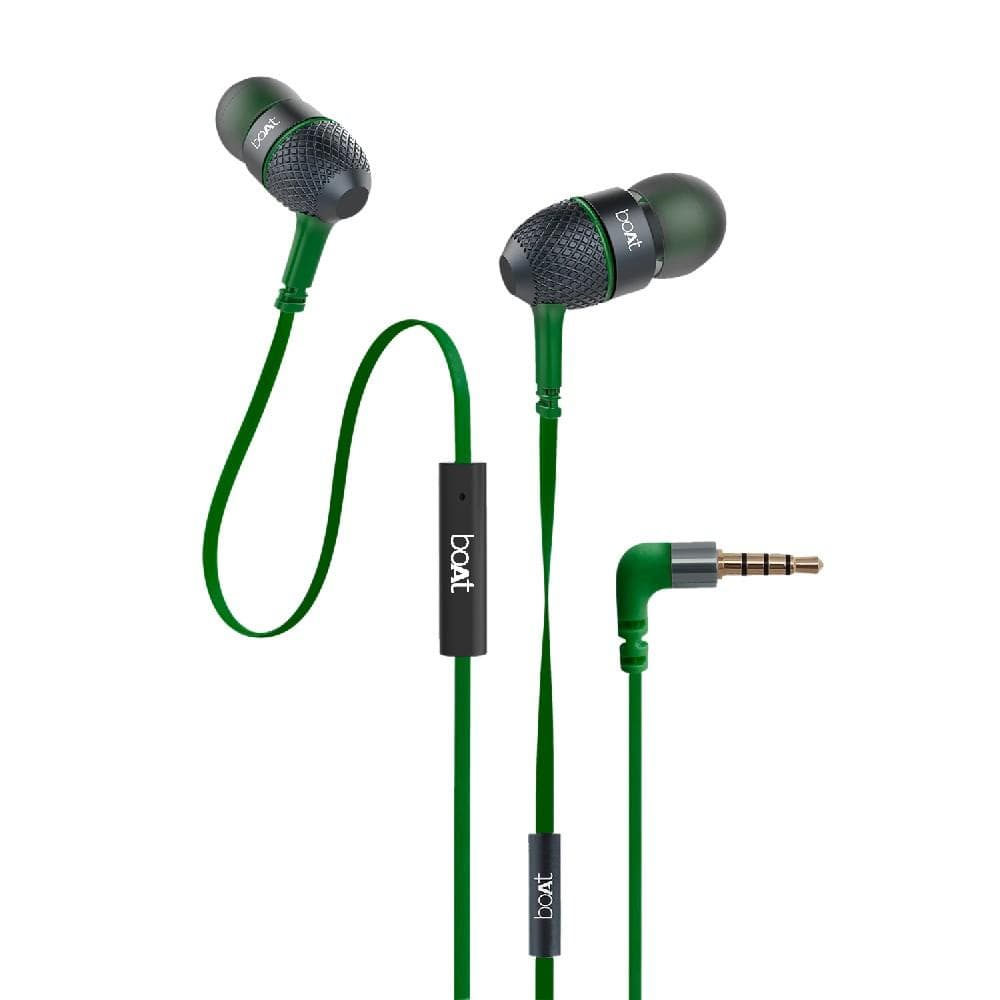 boAt In-Ear Wired Headphones Green boAt BassHeads 228 In Ear Wired Headphone With Mic