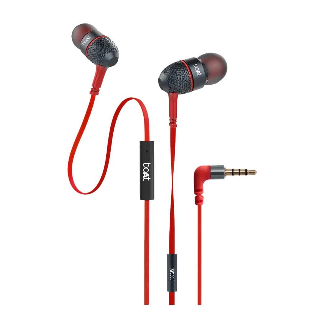 boAt In-Ear Wired Headphones Red boAt BassHeads 228 In Ear Wired Headphone With Mic