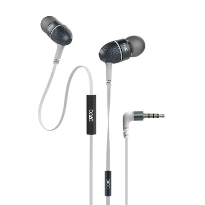 boAt In-Ear Wired Headphones Silver boAt BassHeads 228 In Ear Wired Headphone With Mic