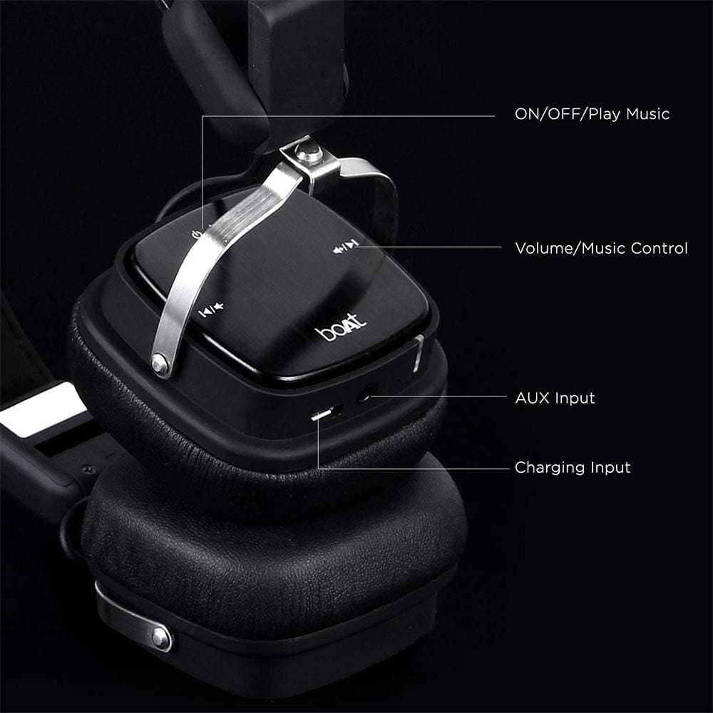 boat on-ear wireless headphones boat rockerz 610 wireless bluetooth headphone   #color_black