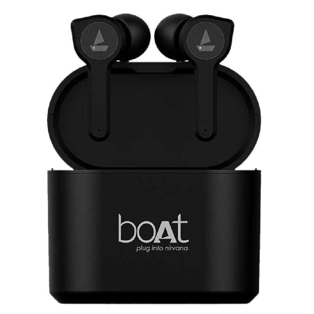 boat true wireless in-ear headphones black boat airdopes 408 truly wireless earbuds   #color_black