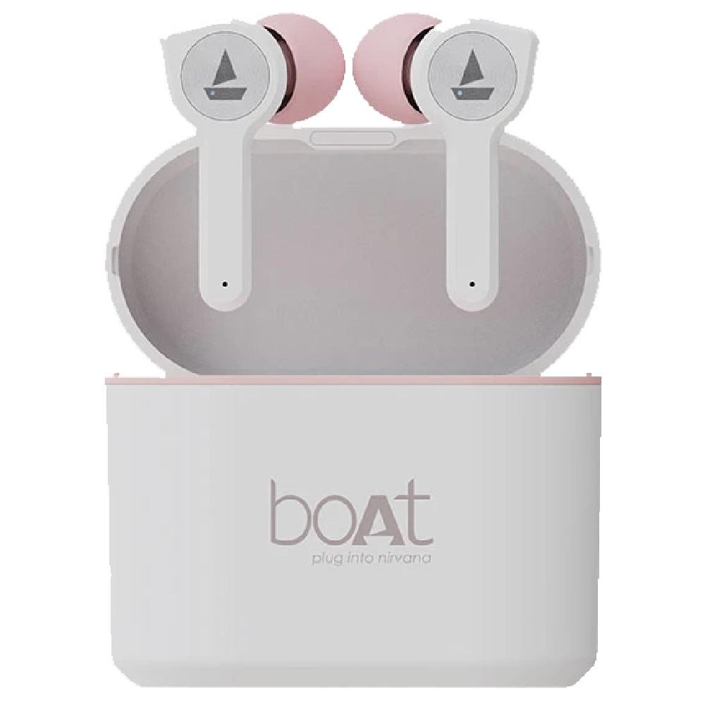 boat true wireless in-ear headphones white boat airdopes 408 truly wireless earbuds   #color_white