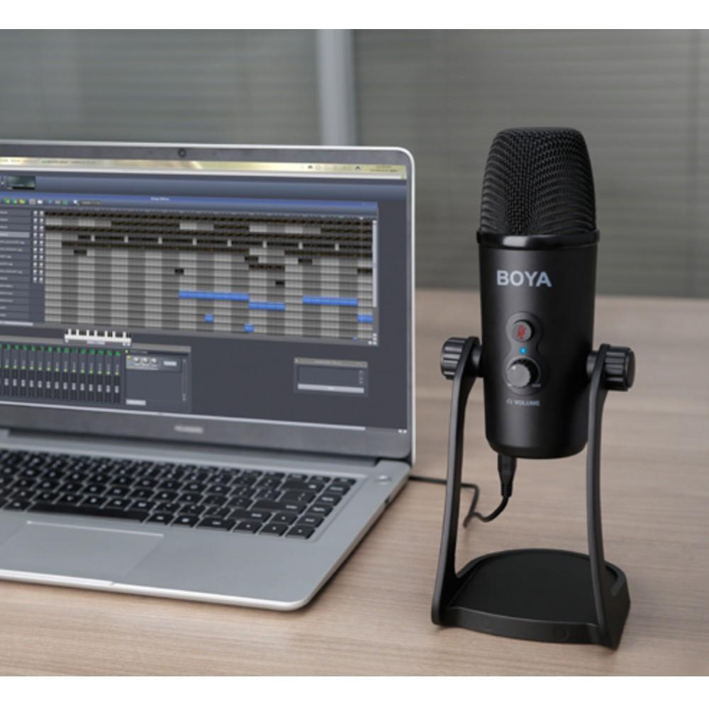 boya condenser microphones boya by-pm700 usb condenser microphone - black - open box