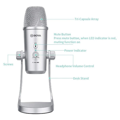 Boya Condenser Microphones Boya BY-PM700SP USB Condenser Microphone For iOS Android Windows Mac Devices