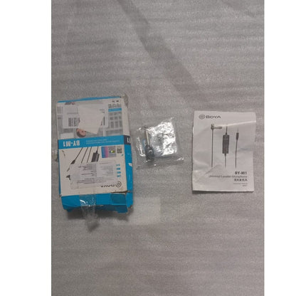 boya lavalier microphones 202101875072 boya bym1 omnidirectional level condenser microphone - black - open box b stock 