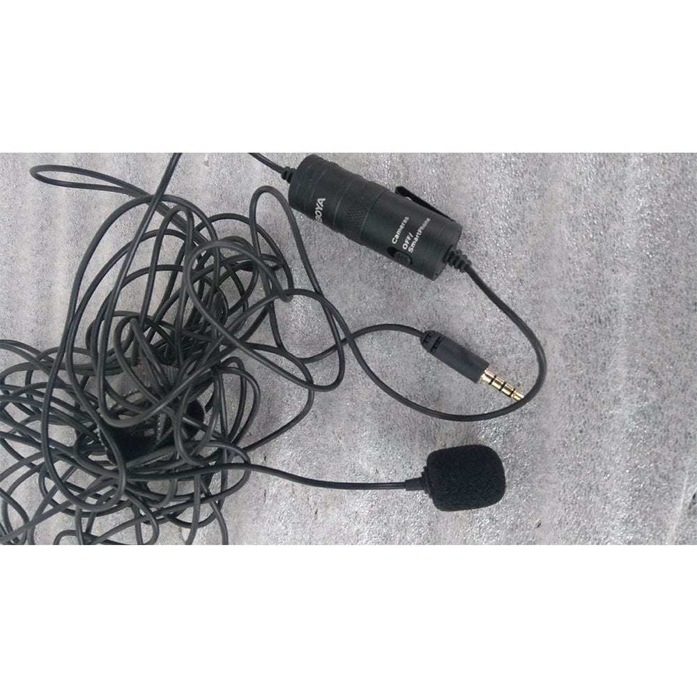 boya lavalier microphones boya bym1 omnidirectional level condenser microphone - black - open box b stock 