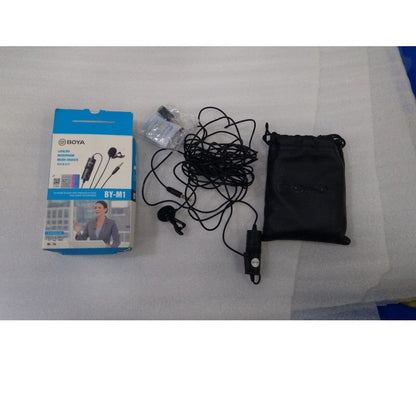 boya lavalier microphones boya bym1 omnidirectional level condenser microphone - black - open box b stock 