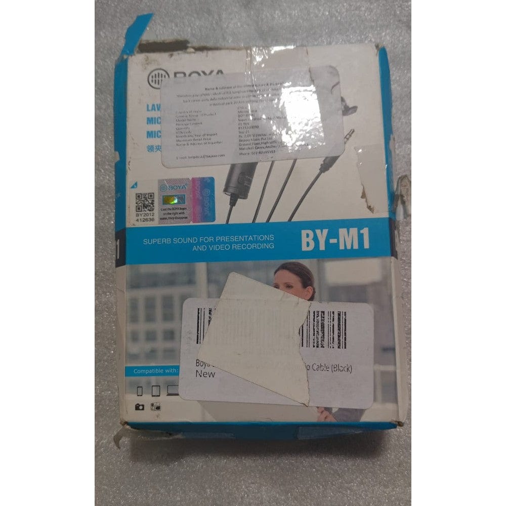 boya lavalier microphones boya bym1 omnidirectional level condenser microphone - black - open box b stock 