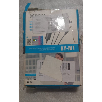 boya lavalier microphones boya bym1 omnidirectional level condenser microphone - black - open box b stock 