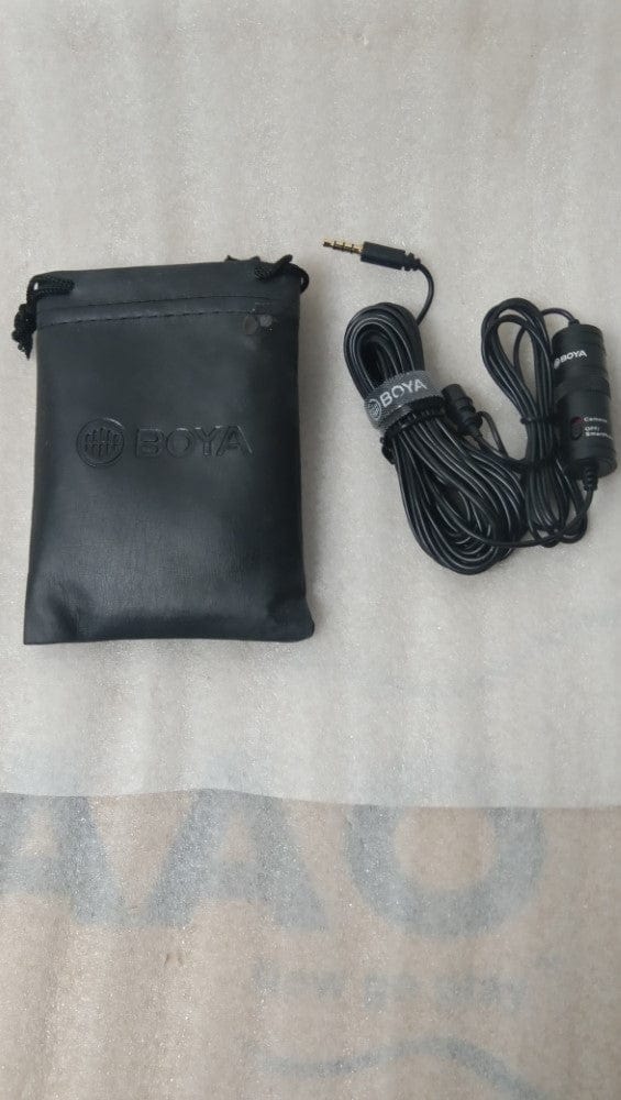 boya lavalier microphones boya bym1 omnidirectional level condenser microphone - black - open box b stock 