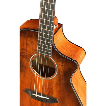 breedlove electro acoustic guitars breedlove pec66ceo pursuit exotic concert ce myrtlewood electro acoustic guitar with bag - bourbon sunset burst