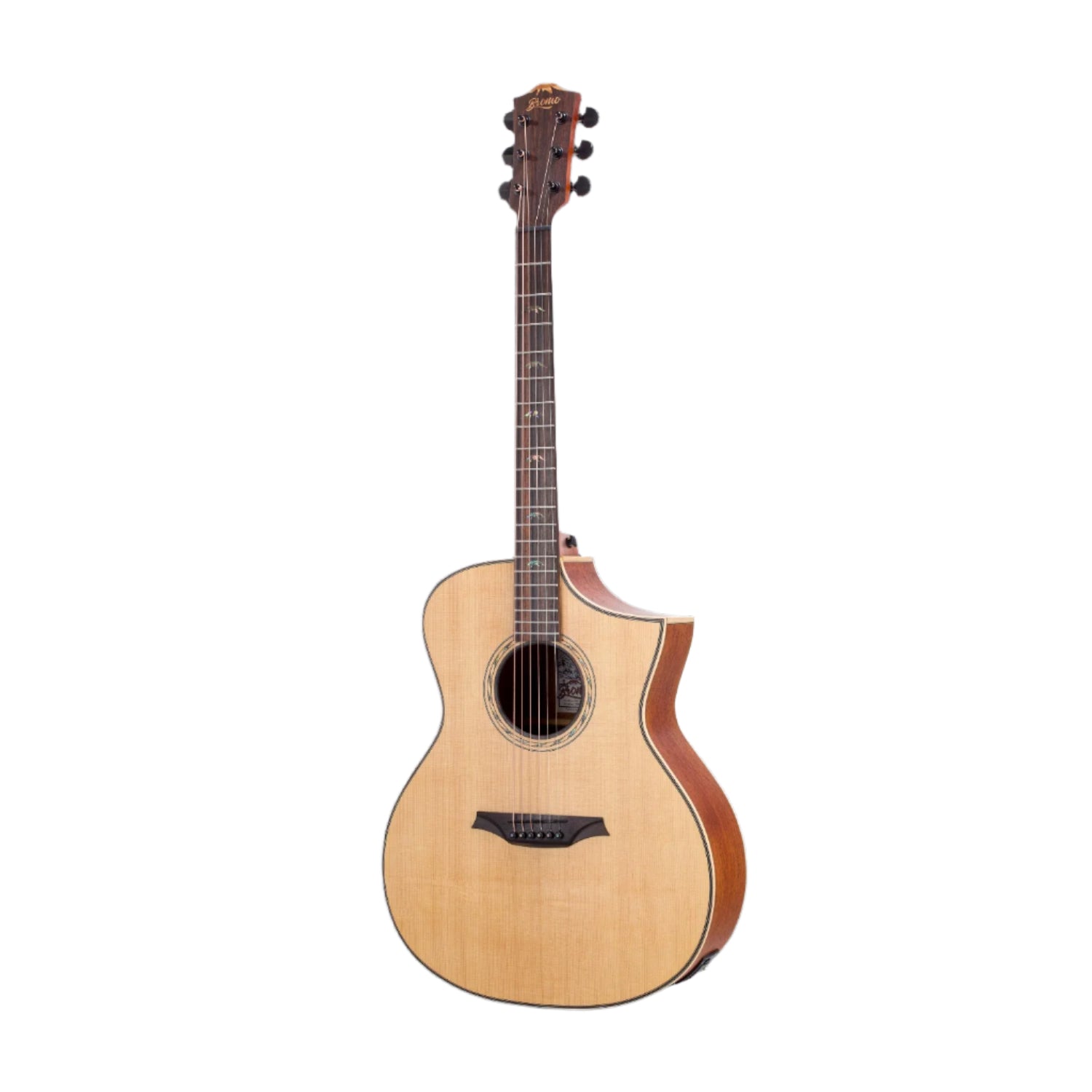 Bromo Electro Acoustic Guitars Natural Bromo BAT4CE Tahoma Series Solid Top 6 String Electro Acoustic Guitar 