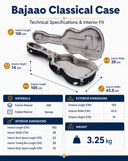 Bajaao Classical Guitar Cases Bajaao Classical Guitar Lightweight ABS Case