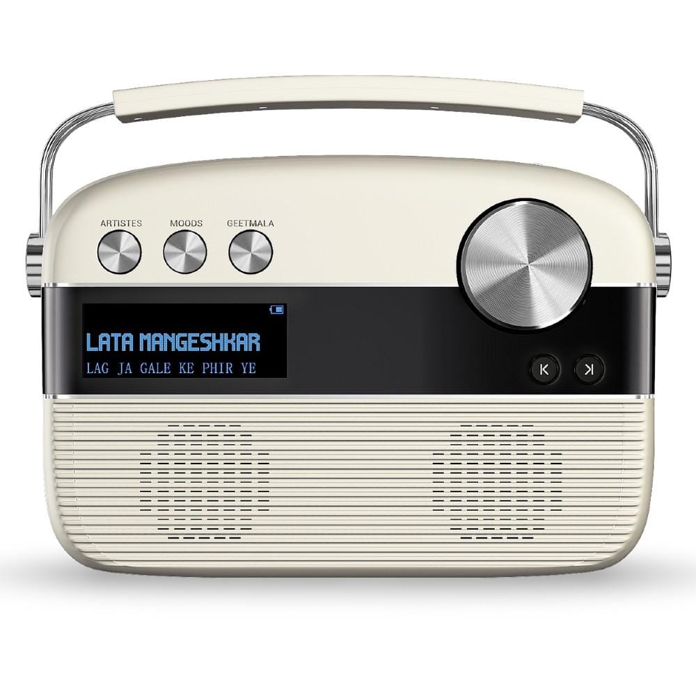 Carvaan Bluetooth Speakers Saregama Carvaan Hindi Portable Digital Audio Player With 5000 Pre-Loaded Hindi Songs- Porcelain White