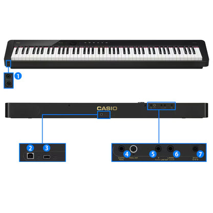 Casio Digital Pianos Black Casio PX-S5000 Smart Hybrid Hammer Action Digital Piano Keyboard