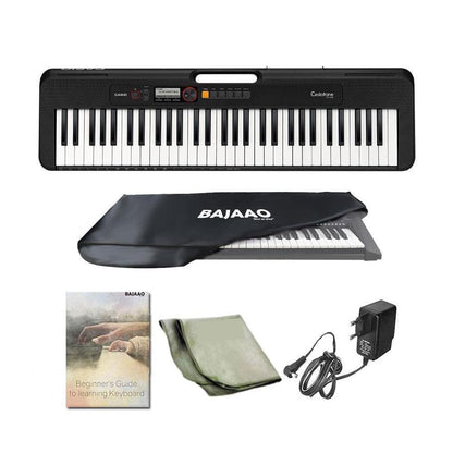 casio keyboard bundles black casio casiotone ct s200 61 key portable keyboard with adapter, polishing cloth, dust cover, online lessons, warranty & ebook 