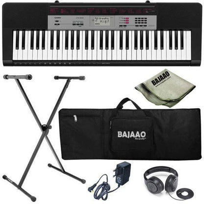 casio keyboard bundles casio ctk-1500 61-key standard keyboard with adapter, stand, gig bag, polishing cloth and headphones
