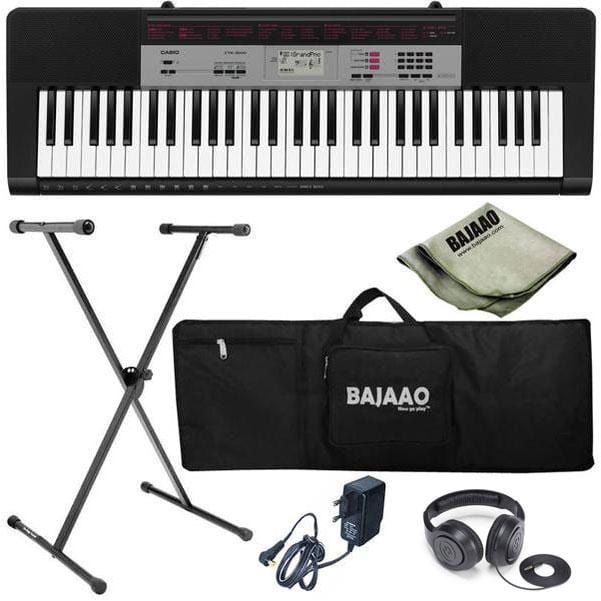 casio keyboard bundles casio ctk-1500 61-key standard keyboard with adapter, stand, gig bag, polishing cloth and headphones