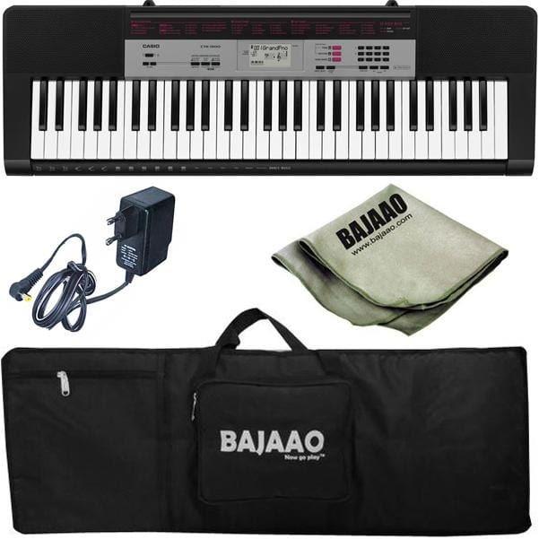 casio keyboard bundles casio ctk-1500 61-key standard keyboard with power adapter, polishing cloth and gig bag