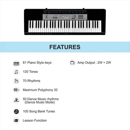 casio keyboard bundles casio ctk 1550 61 key standard portable keyboard with power adapter, gigbag, cloth & ebook