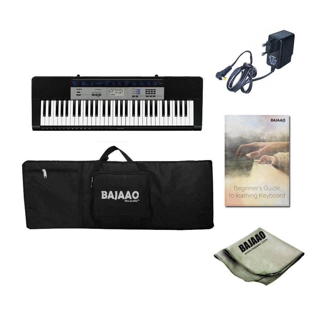 casio keyboard bundles casio ctk 1550 61 key standard portable keyboard with power adapter, gigbag, cloth & ebook