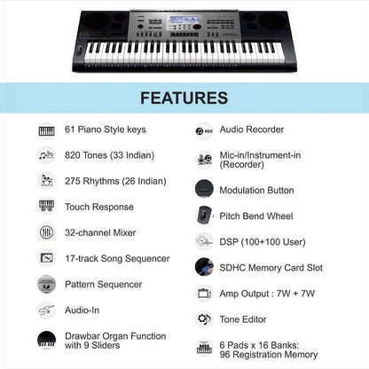 Casio Keyboard Bundles Casio CTK-7300IN Portable Keyboard with Keyboard Gig bag, Polishing Cloth And Power Adapter
