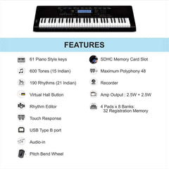 Casio Keyboard Bundles Casio CTK-860IN Keyboard With Keyboard Gig bag And Power Adapter