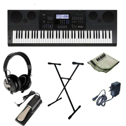Casio Keyboard Bundles Casio WK-6600 High Grade Workstation 76-Key Keyboard With Headphone, Stand, Pedal, Polishing Cloth and Power Adapter