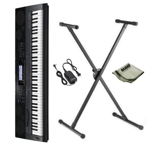 casio keyboard bundles casio wk7500 76-key digital keyboard with stand, polishing cloth and power adapter