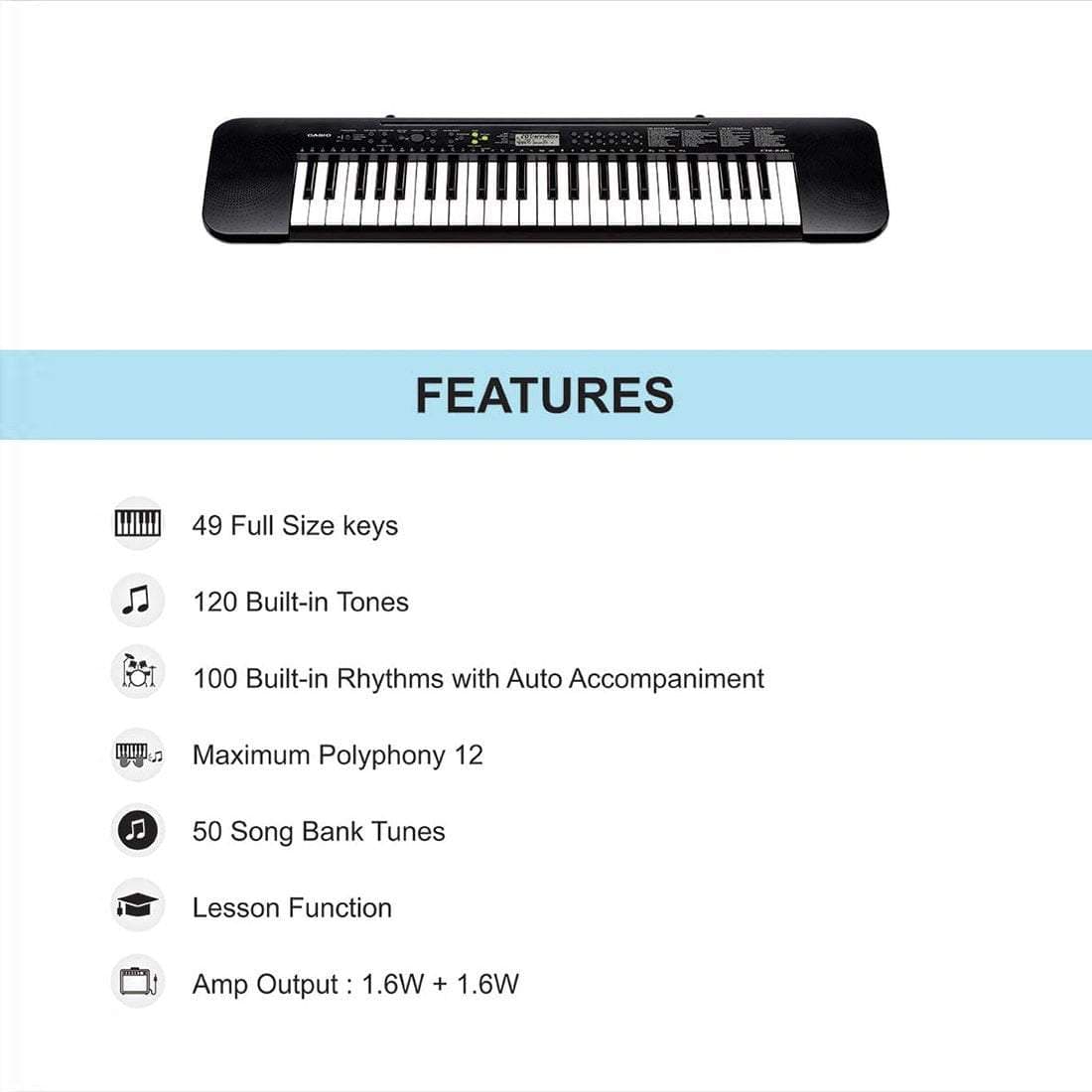 Casio Portable Keyboards Casio CTK245 Portable Keyboard with Power Adapter