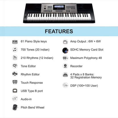 casio portable keyboards casio keyboard, ctk-6300in 61-keys with touch response 