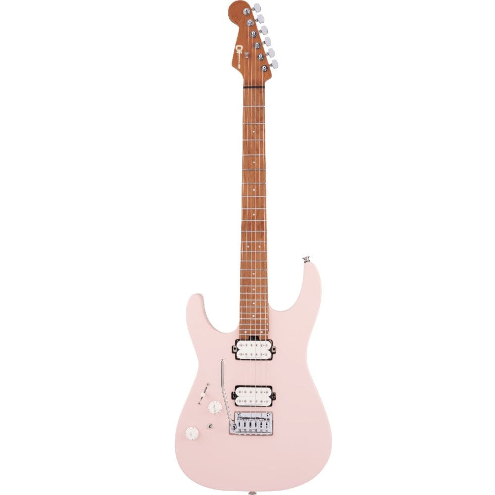 charvel electric guitars satin shell pink charvel pro-mod dk24 hh 2pt 6 string electric guitar - left handed     #color_satin-shell-pink