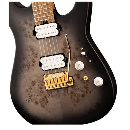 charvel electric guitars transparent black burst charvel pro-mod d24 hh cm poplar burl 6 string electric guitar  