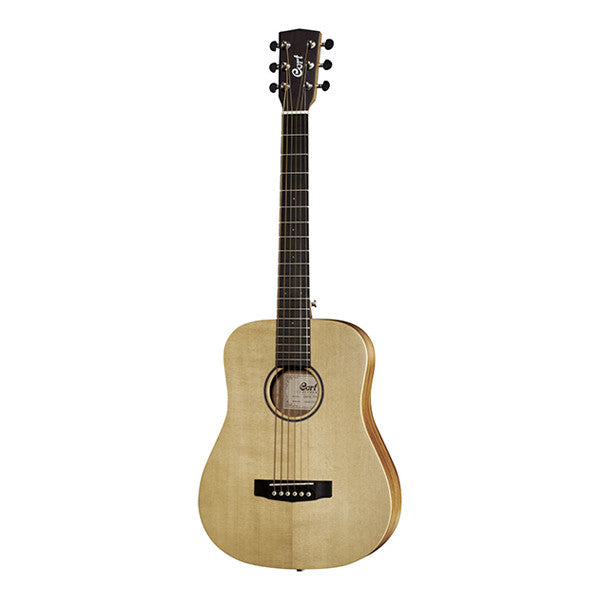 cort acoustic guitars cort earth mini travel dreadnought acoustic guitar - open pore matte lacquer