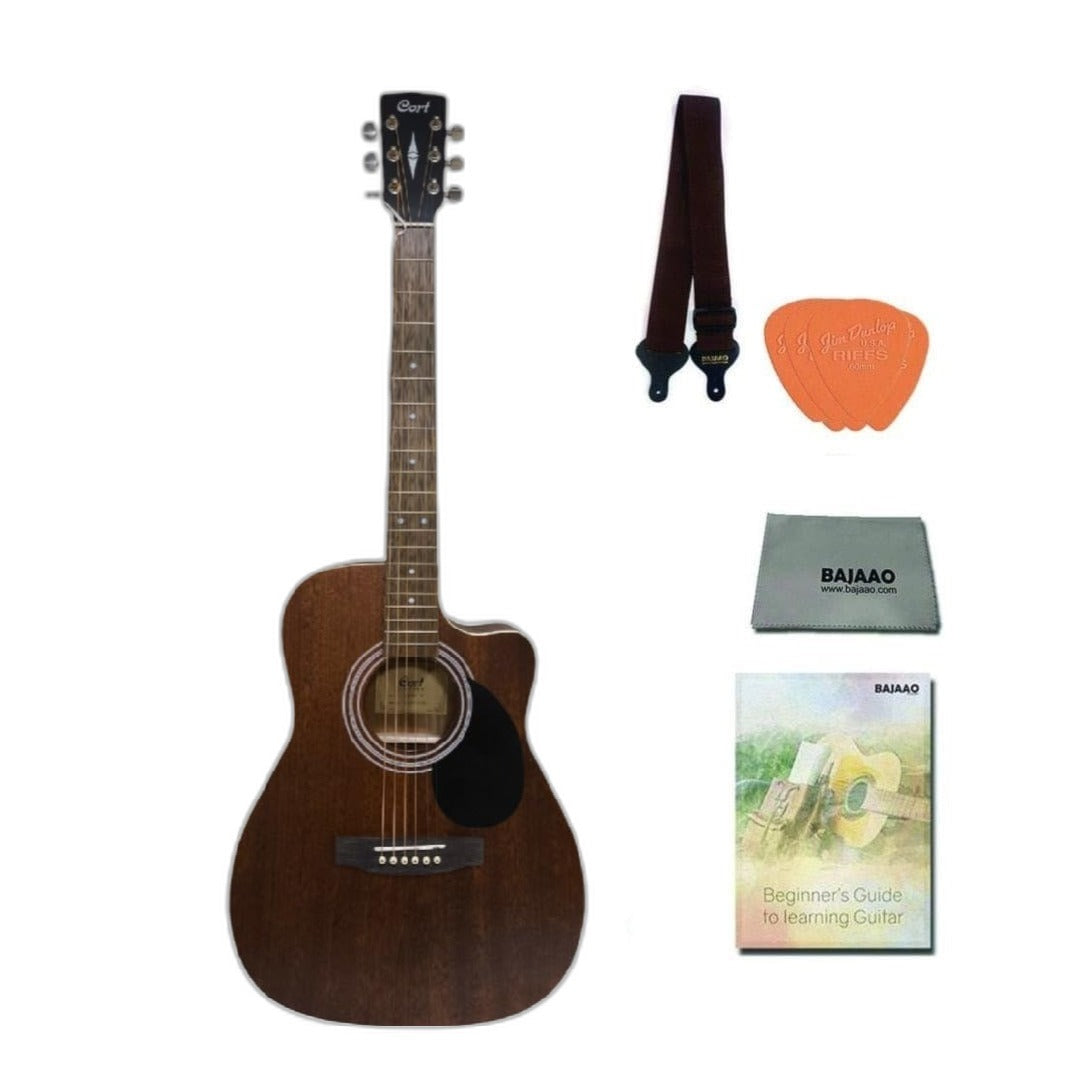 Cort Acoustic Guitars Pack / Mahogany Cort AF500C Standard Series Cutaway 6 String Acoustic Guitar #type_pack,color_mahogany
