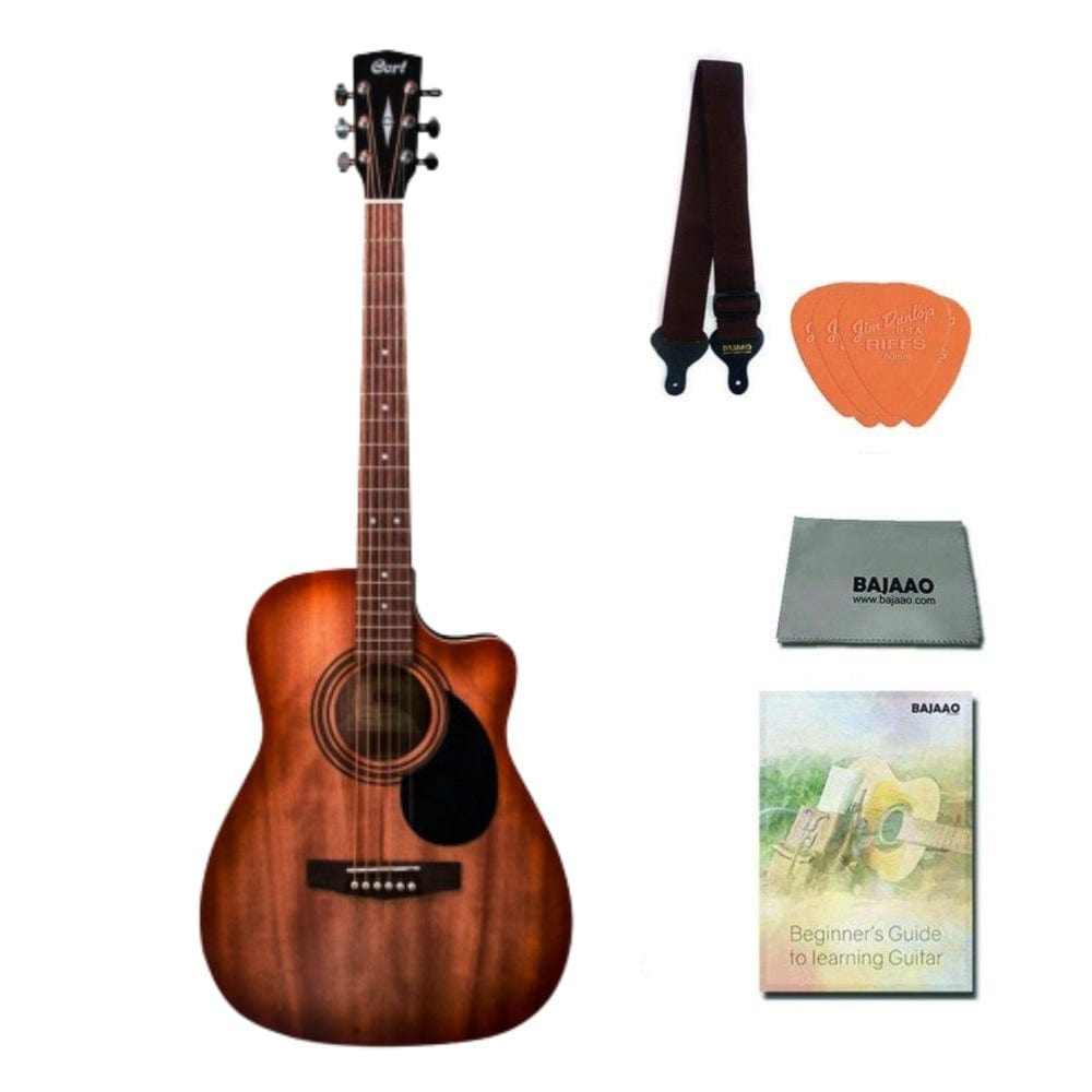 Cort Acoustic Guitars Pack / Mahogany Cort AF500C Standard Series Cutaway 6 String Acoustic Guitar