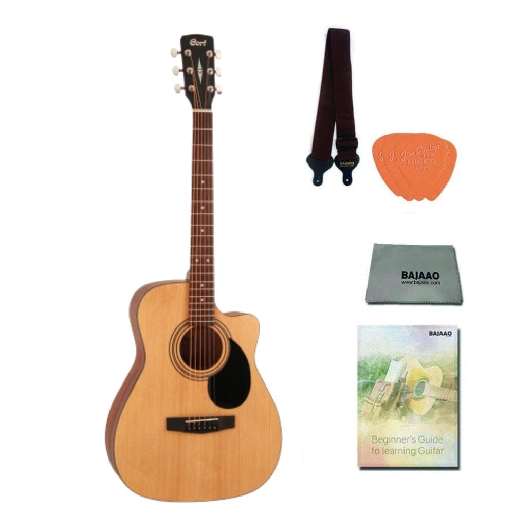 Cort Acoustic Guitars Pack / Open Pore Cort AF500C Standard Series Cutaway 6 String Acoustic Guitar