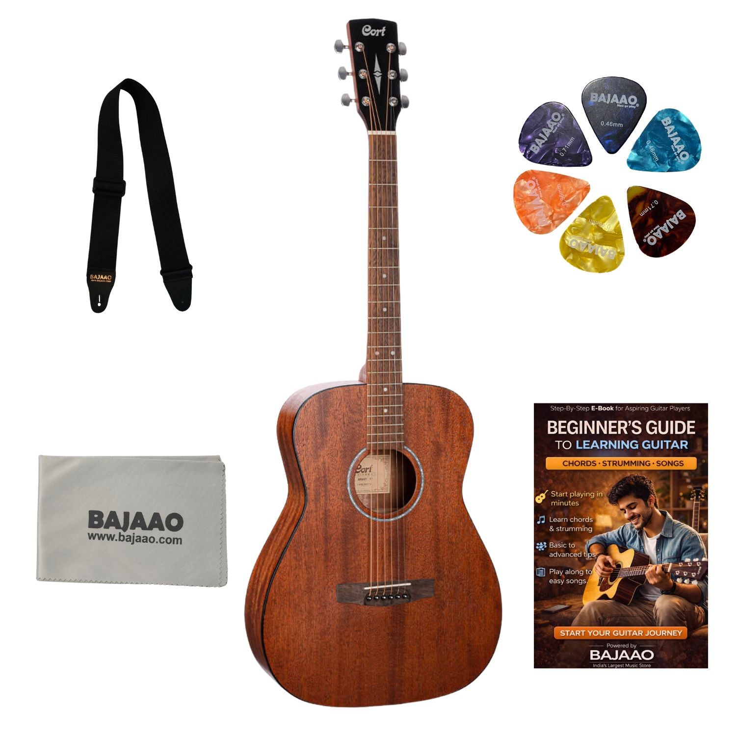 Cort Acoustic Guitars Pack / Open Pore Cort AF510M-OP Concert Body 6 String Acoustic Guitar - Open Pore#type_pack,color_open-pore