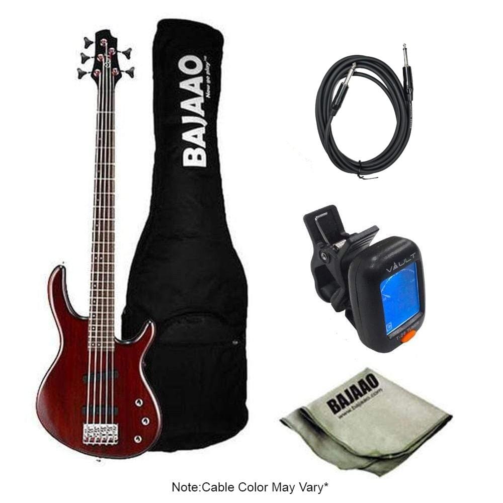 cort bass guitars cort action-v 5-string bass guitar bundle