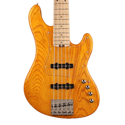 cort bass guitars cort gb75jj 5-string double cutaway bass guitar - amber