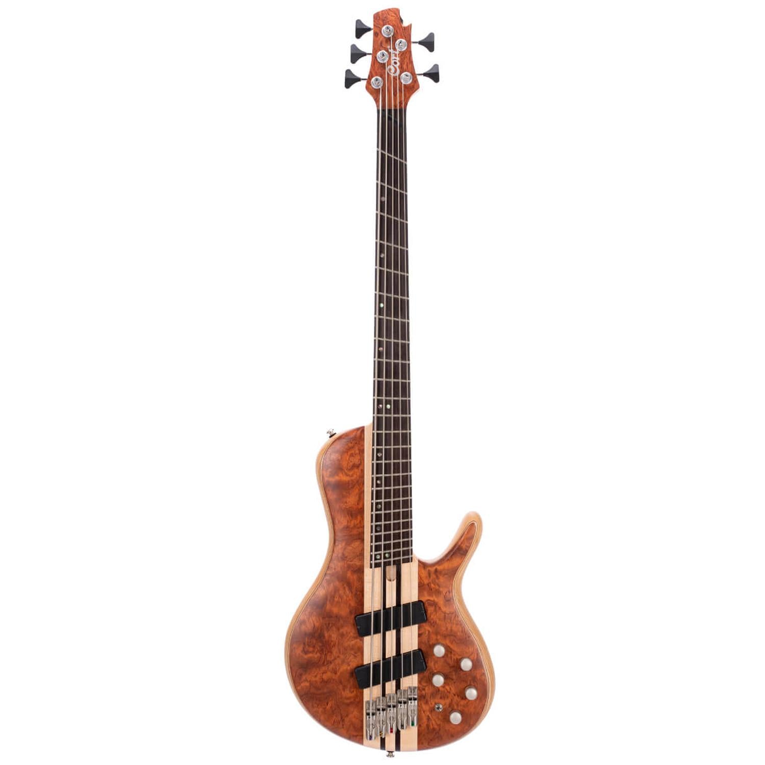 Cort Bass Guitars Open Pore Bubinga Natural Cort A5 Beyond 5 String Bass Guitar with Case