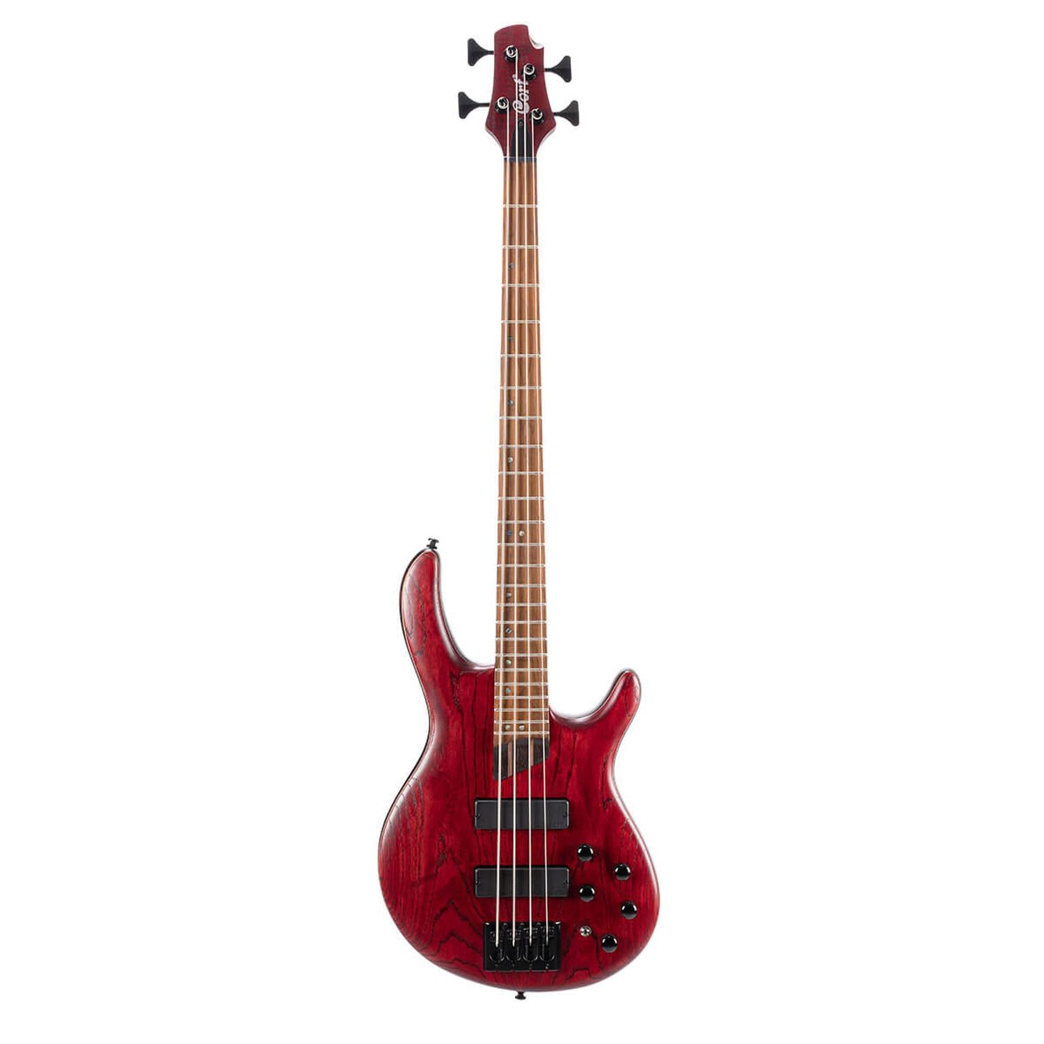 Cort Bass Guitars Open Pore Burgundy Red Cort Artisan Series B4 Element 4 String Bass Guitar 