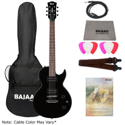 Cort Electric Guitars BUNDLE / Black Cort CR50 Classic Les Paul Style 6 String Electric Guitar - Rosewood Fretboard