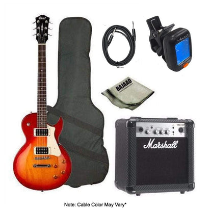 cort electric guitars bundles cherry red sunburst cort cr100 les paul style electric deluxe guitar bundle