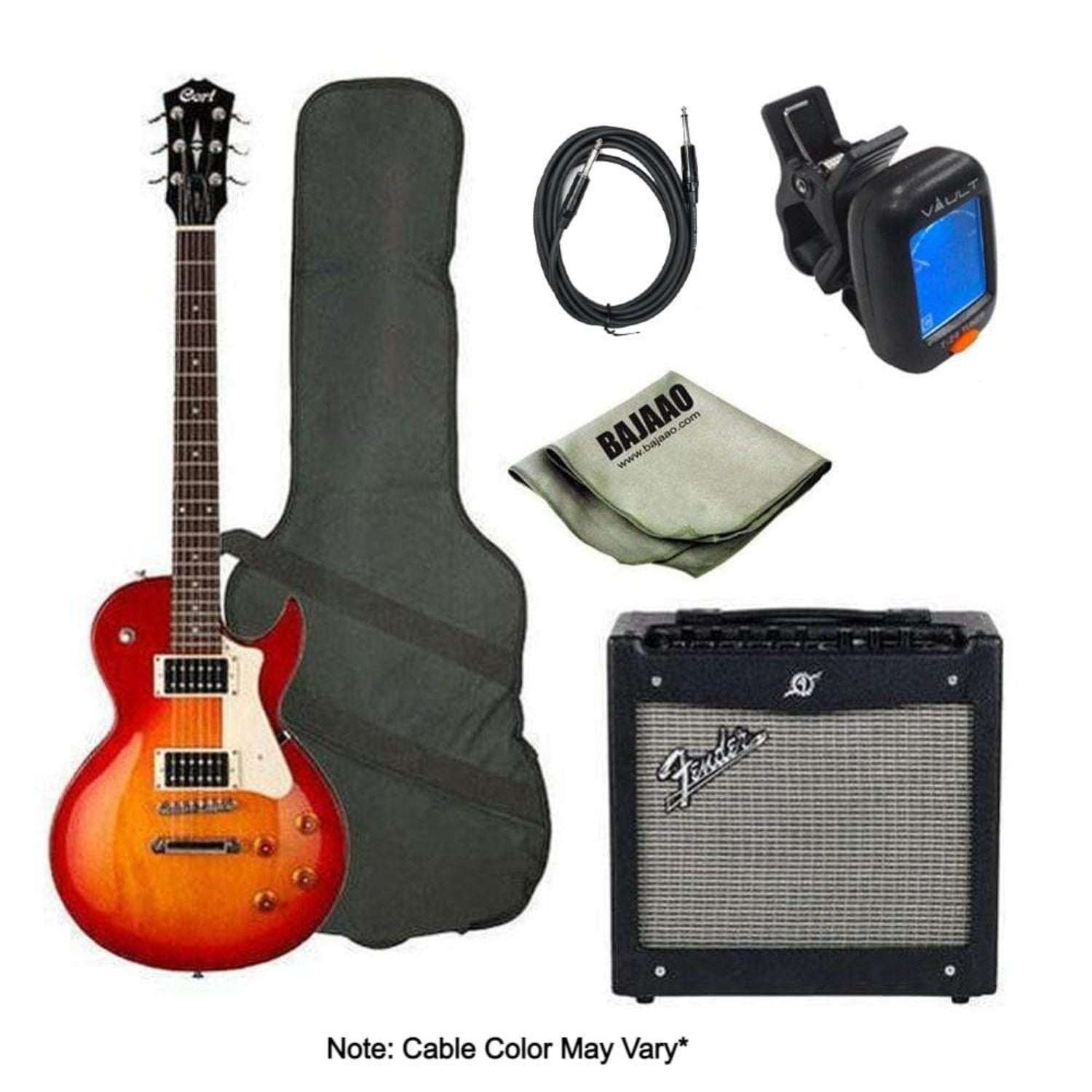 cort electric guitars bundles cherry red sunburst cort cr100 les paul style electric pro guitar bundle