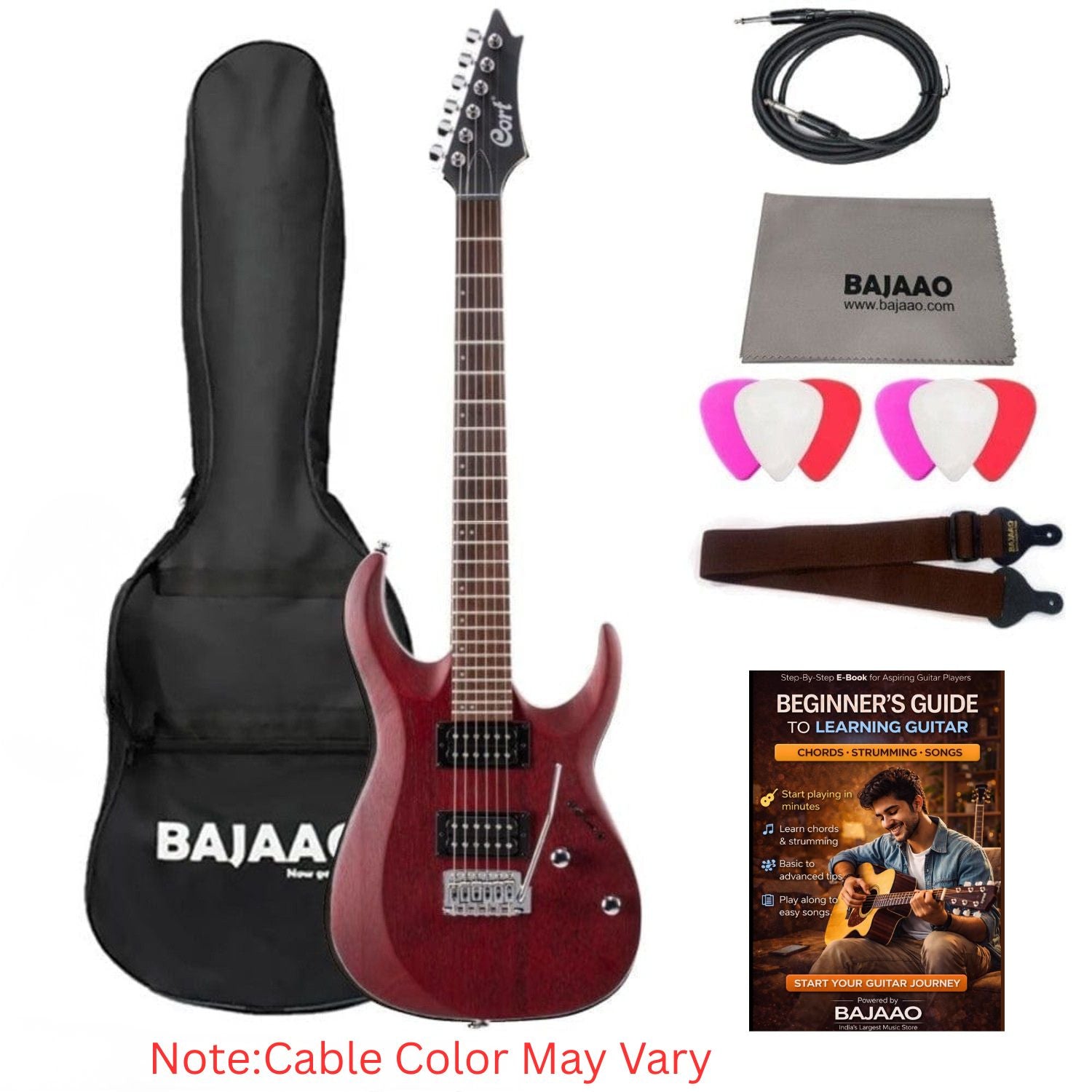 Cort Electric Guitars Cort X100 6-String Electric Guitar#color_open-pore-black-cherry,type_bundle