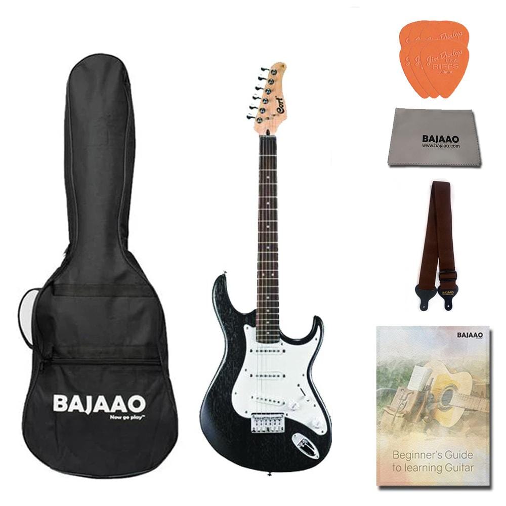 Cort Electric Guitars Open Pore Black / BUNDLE Cort G100 Vintage Strat Style 6 String Electric Guitar