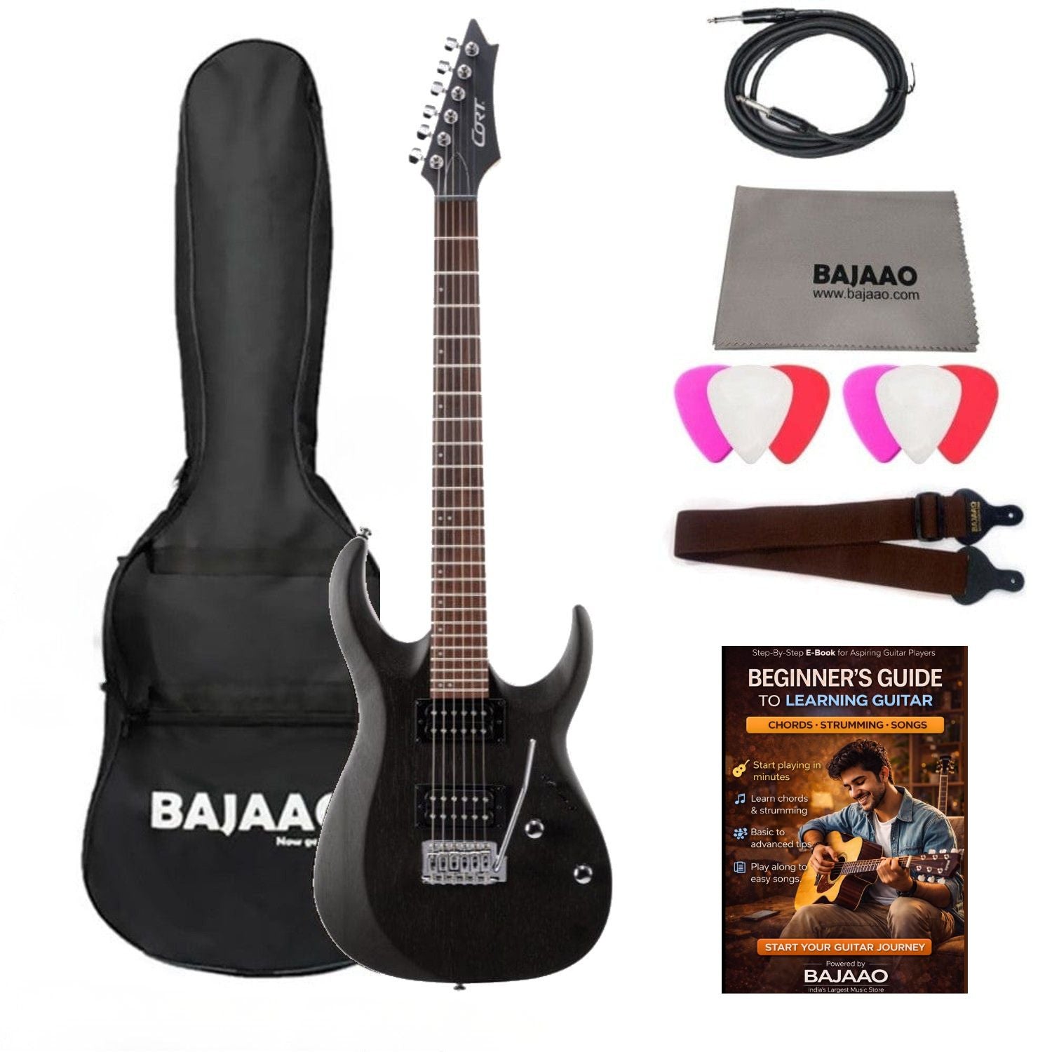 Cort Electric Guitars Open Pore Black / BUNDLE Cort X100 6-String Electric Guitar#color_open-pore-black,type_bundle
