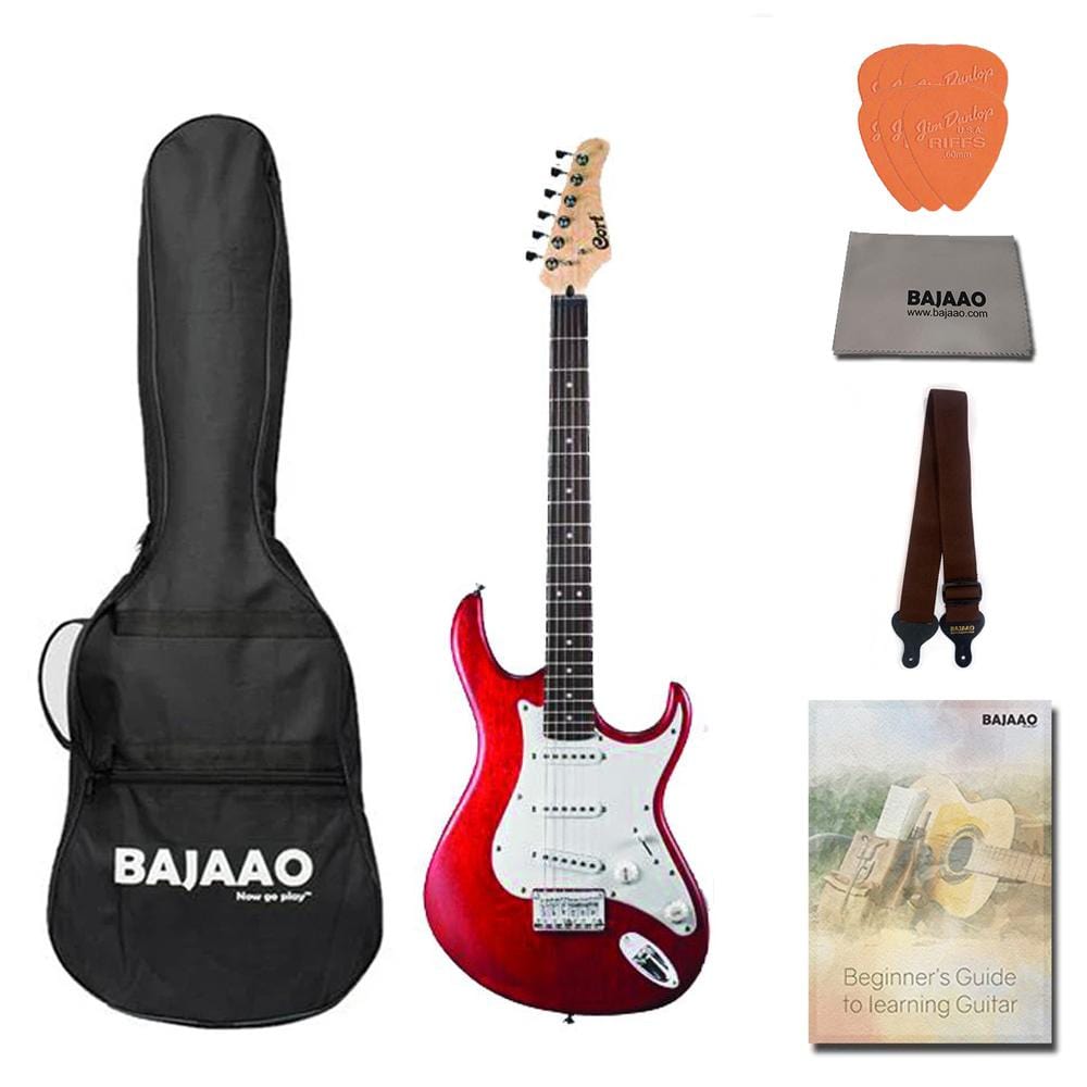 Cort Electric Guitars Open Pore Black Cherry / BUNDLE Cort G100 Vintage Strat Style 6 String Electric Guitar